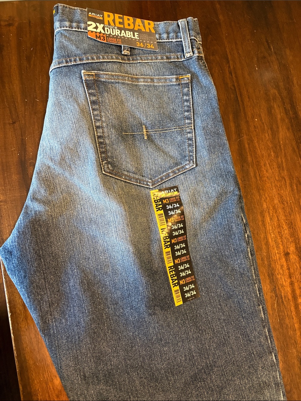 Ariat Men's Rebar Relaxed Fit Blue Denim Jeans